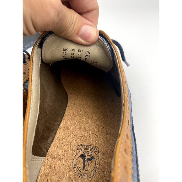 Clarks England Limited Edition Derby Oxford Mens Size13 Blue Brown Two Tone - Picture 3 of 8